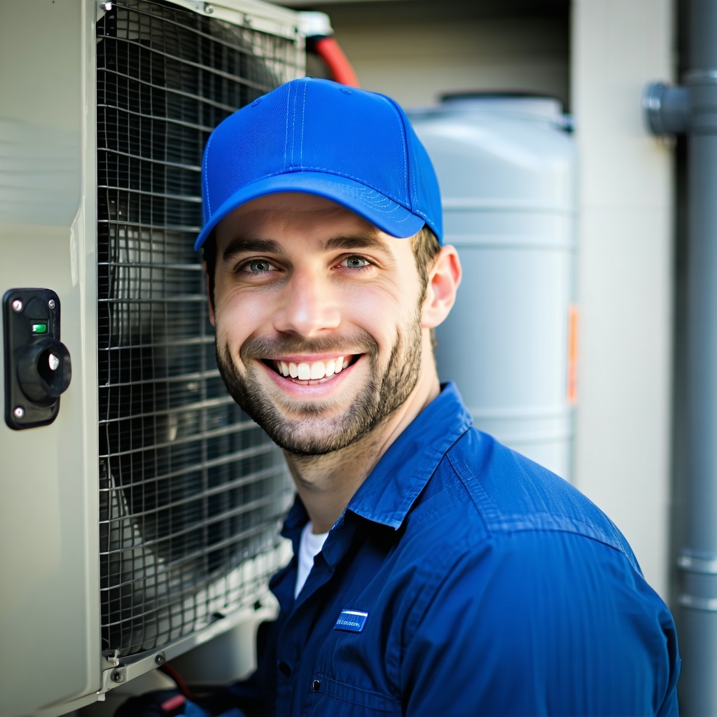 HVAC Tech with a blue baseball cap portrait smiling at camera-1